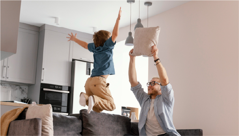 Fotografía de una familia feliz
